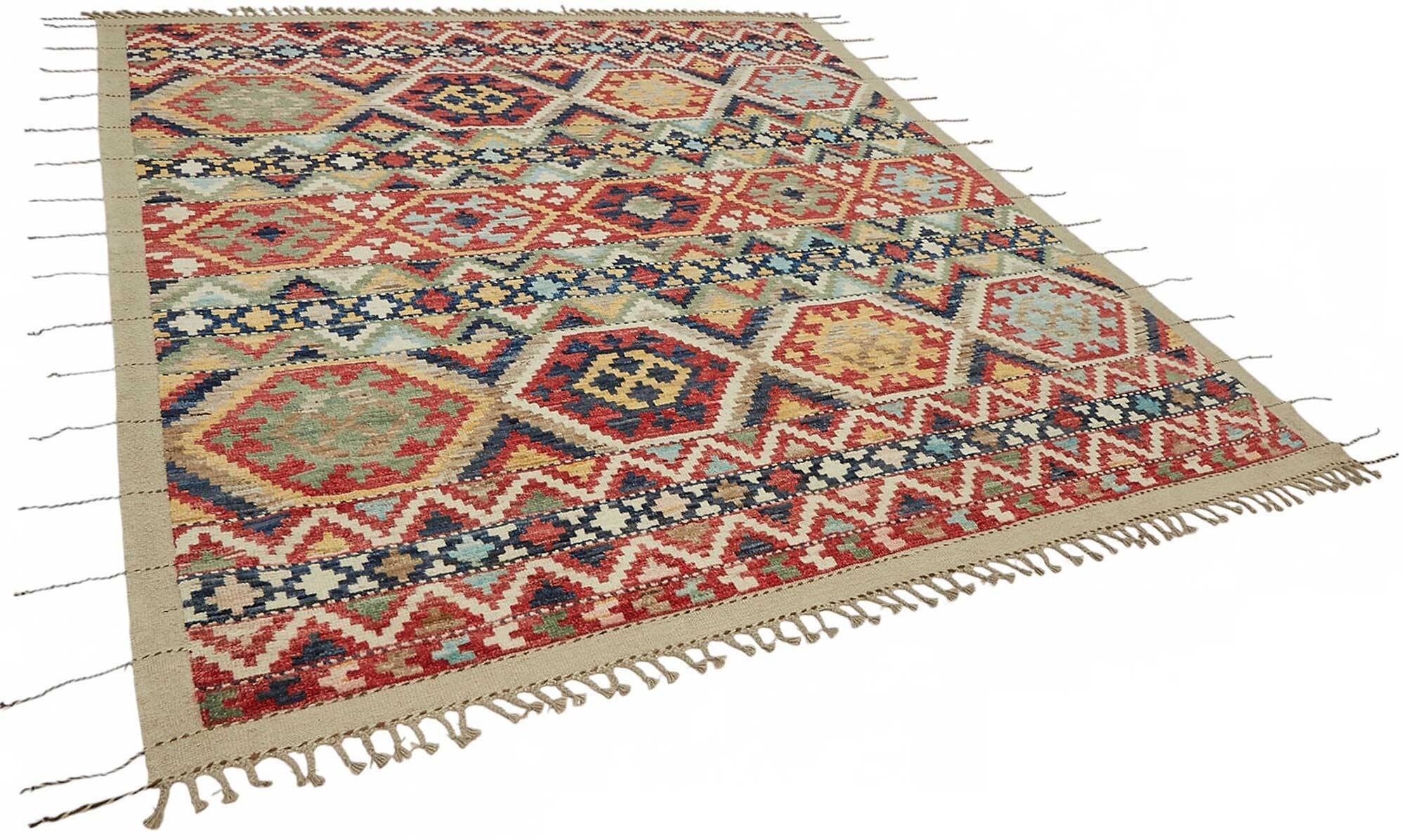 Hand-Knotted Tribal Unique 259 cm x 299 cm Multicolor Wool Carpet