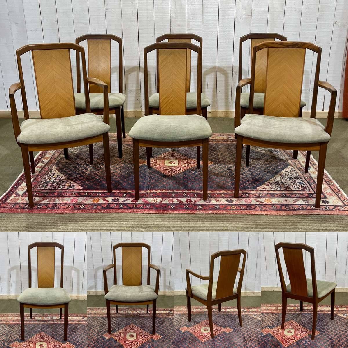 Set of 4 chairs and 2 armchairs by GPlan in teak from the 1970s