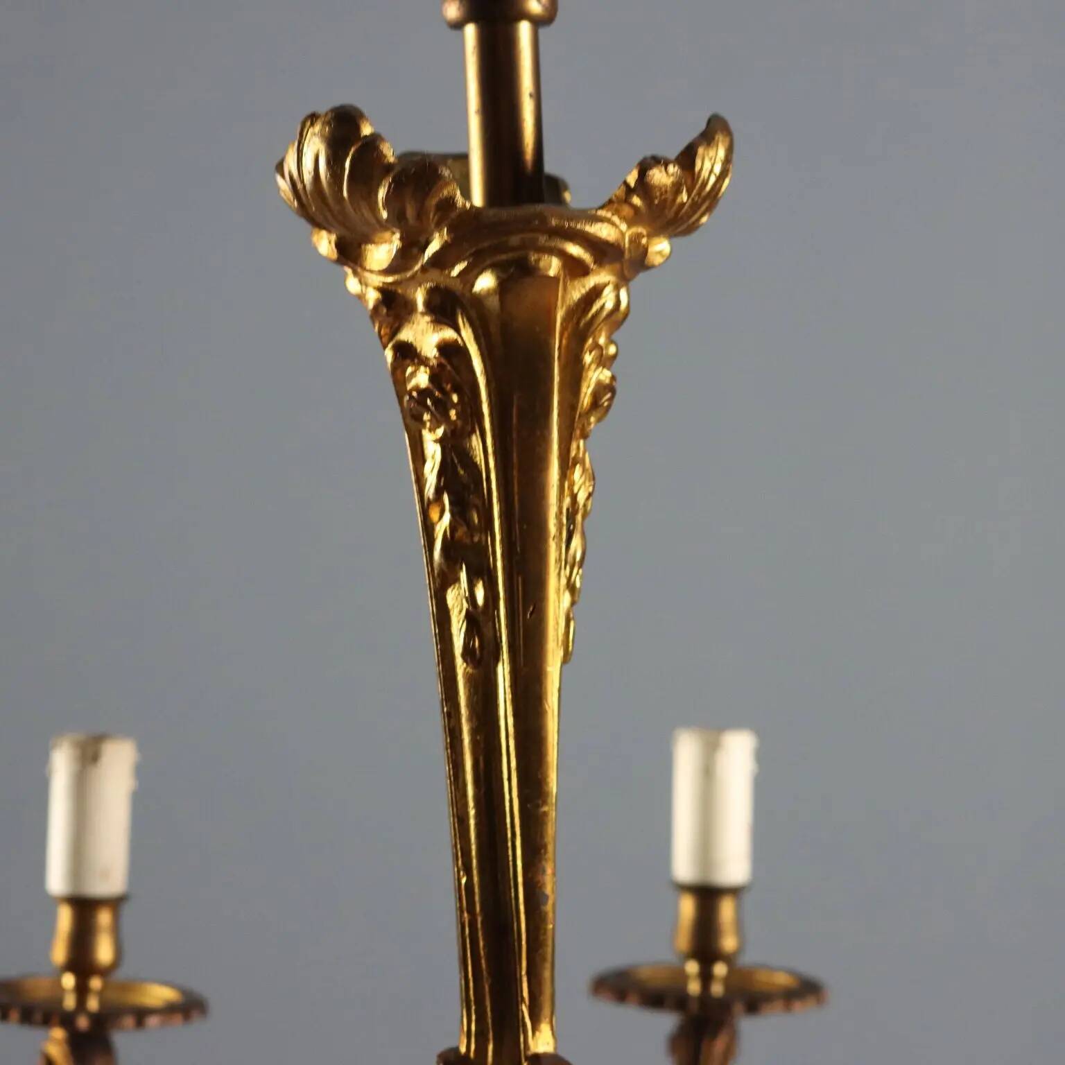 Antique gilded bronze chandelier with 10 lights, Italy, early 20th century.