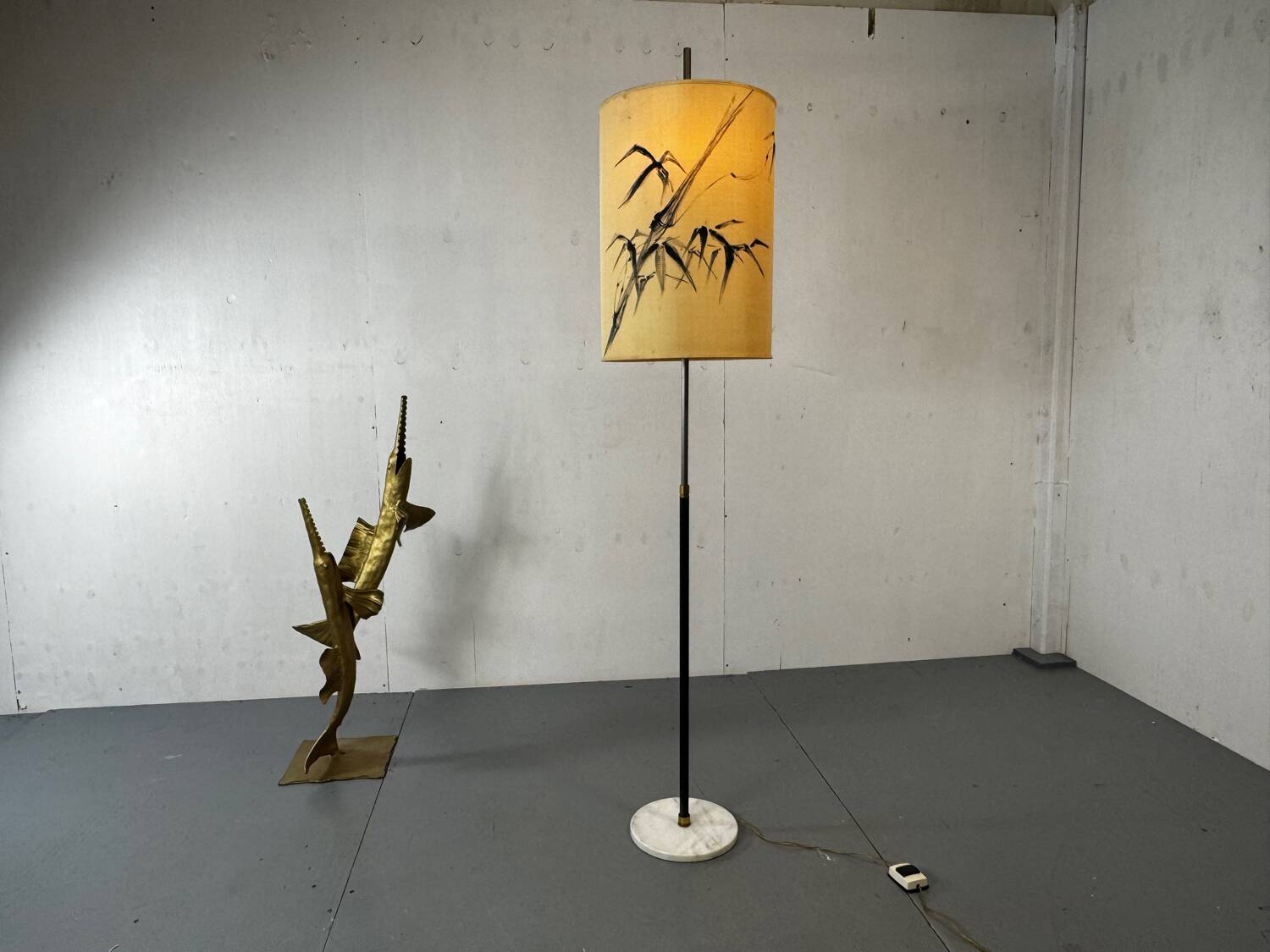 Mid-Century Modernist Italian Floor lamp with Marble Base, 1950s