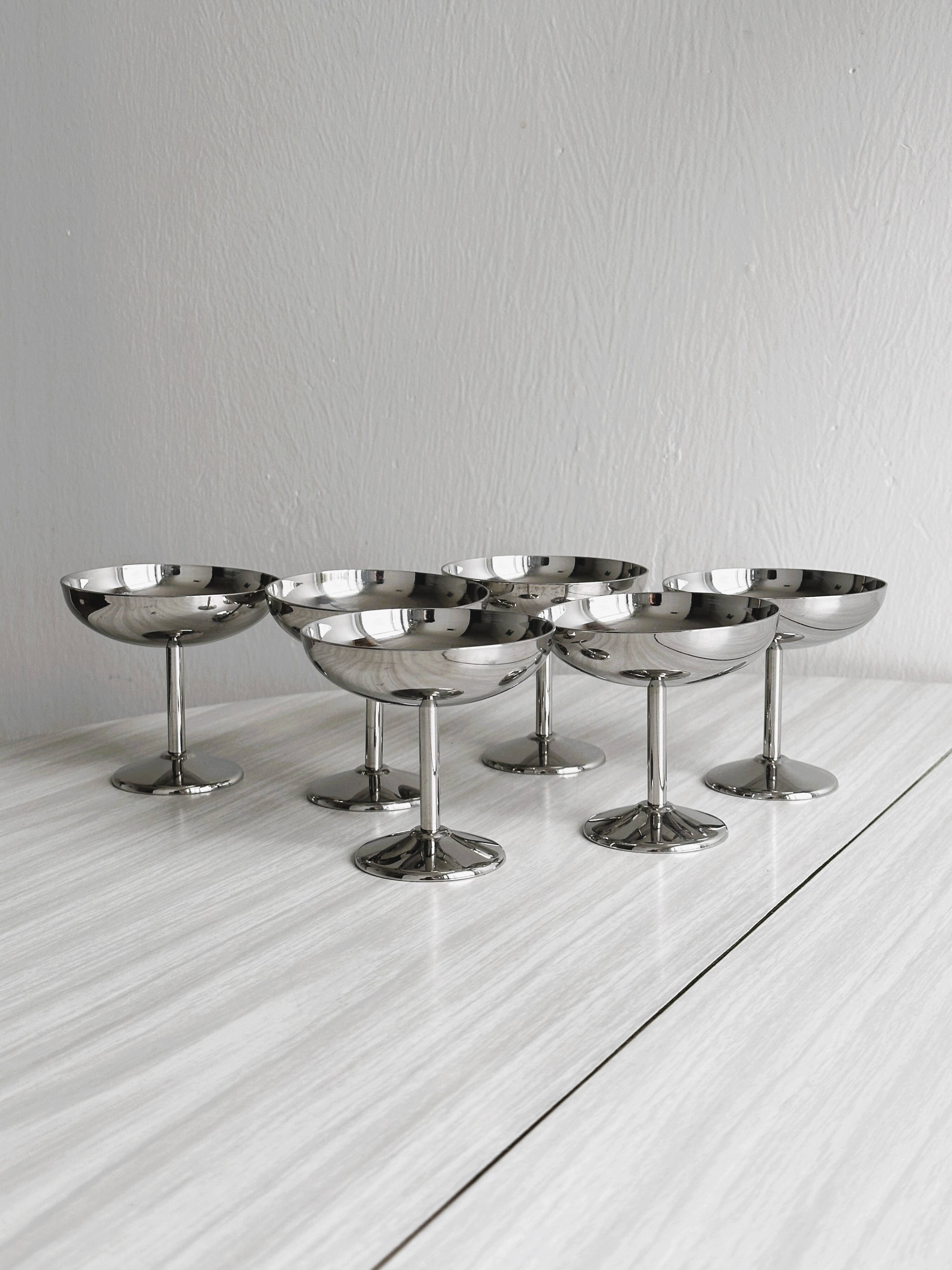 6 stainless steel footed bowls, Letang Remy style