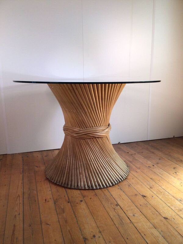 table à manger ronde en rotin