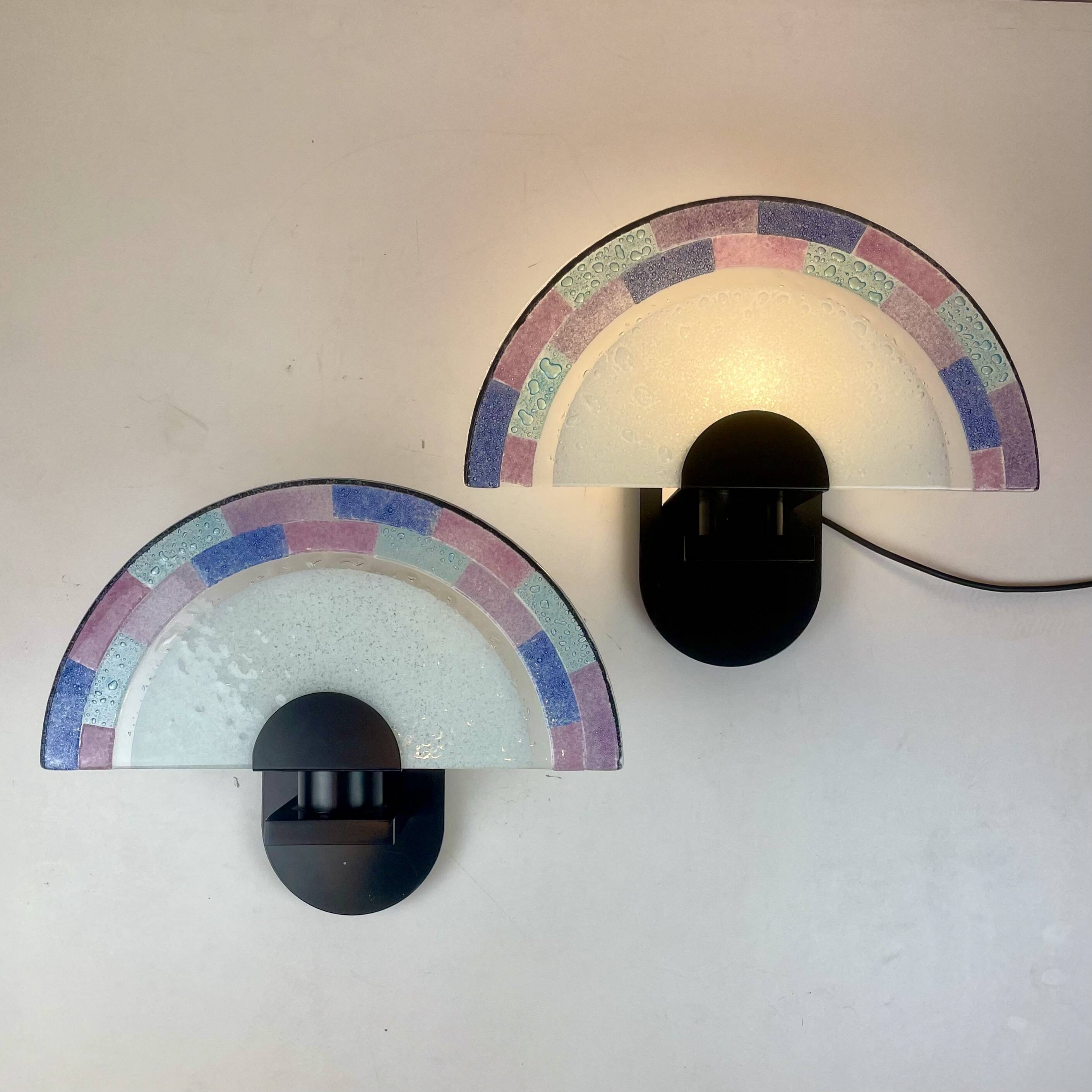 Pair of Post-Modern Murano Wall Sconces By Zonca, 1980s