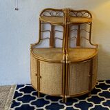 Two Vintage rattan corner notches/shelves