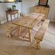 farm table and wooden benches