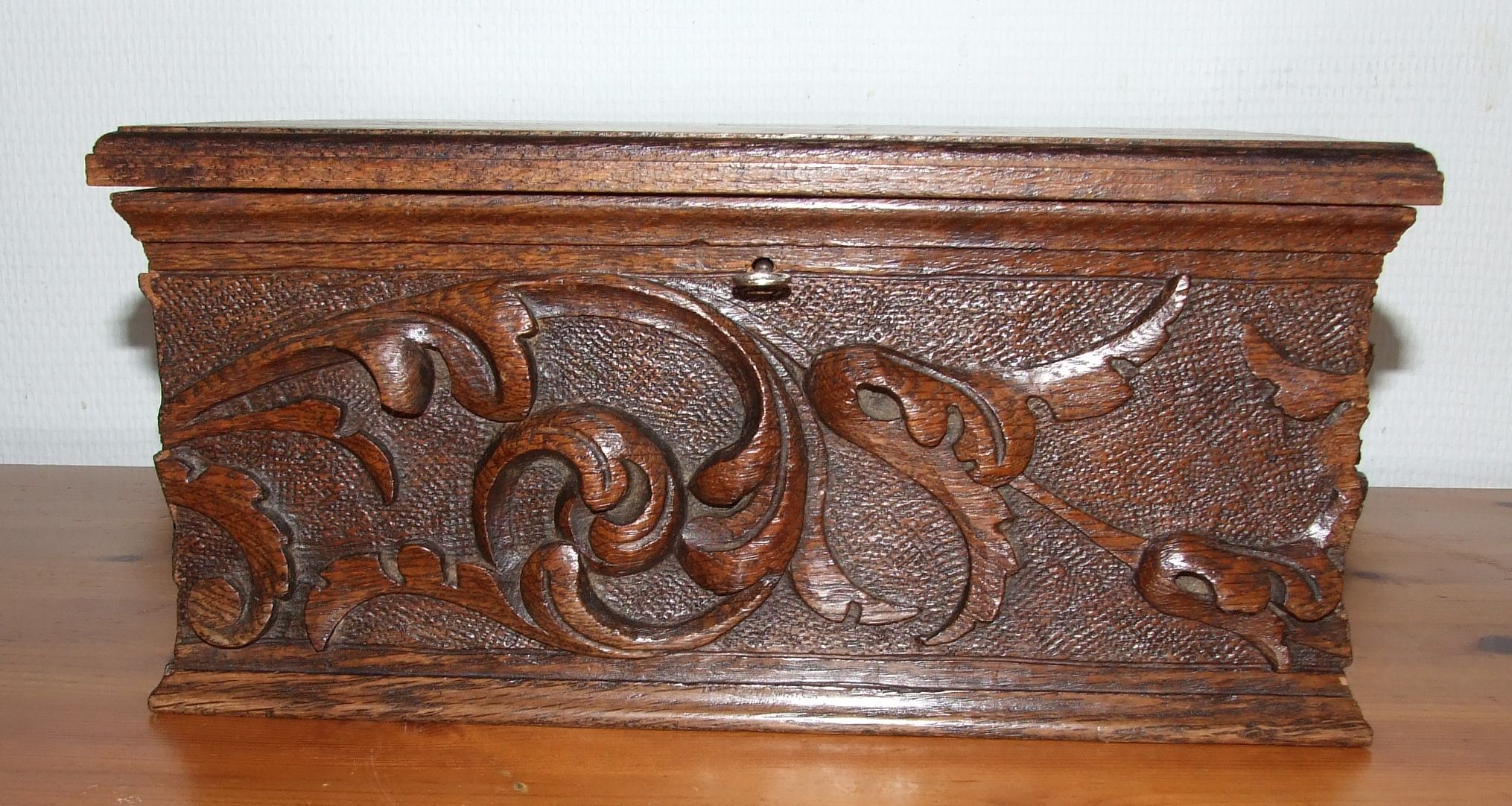 Old carved wooden box