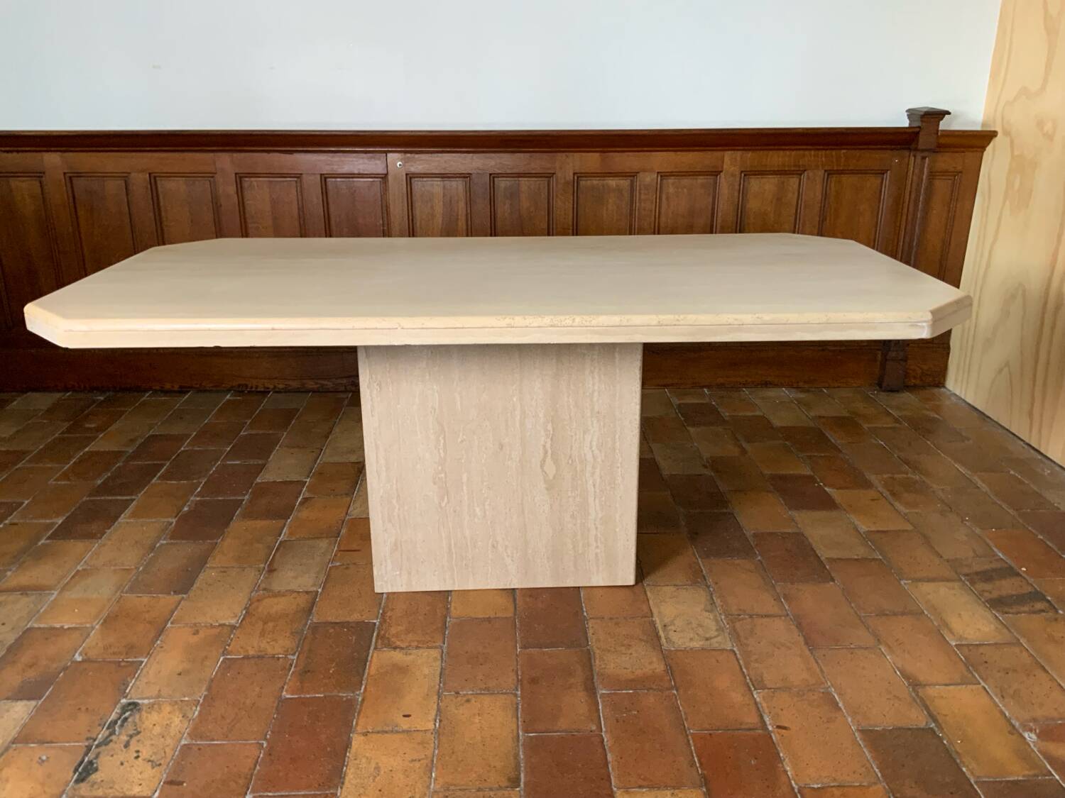 Travertine dining table