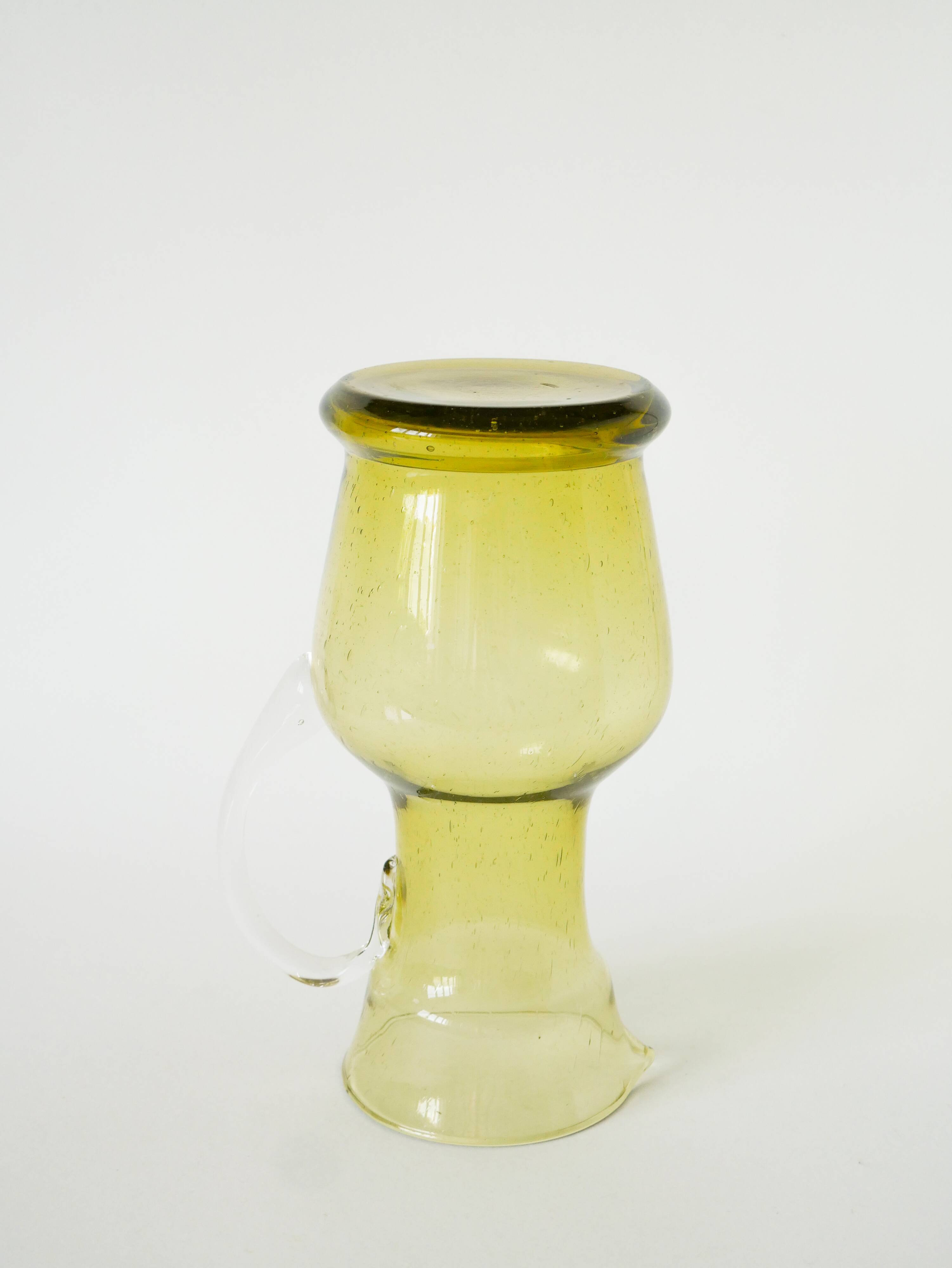 Service à orangeade en verre bullé de Biot, Long Drink, vert, 1960