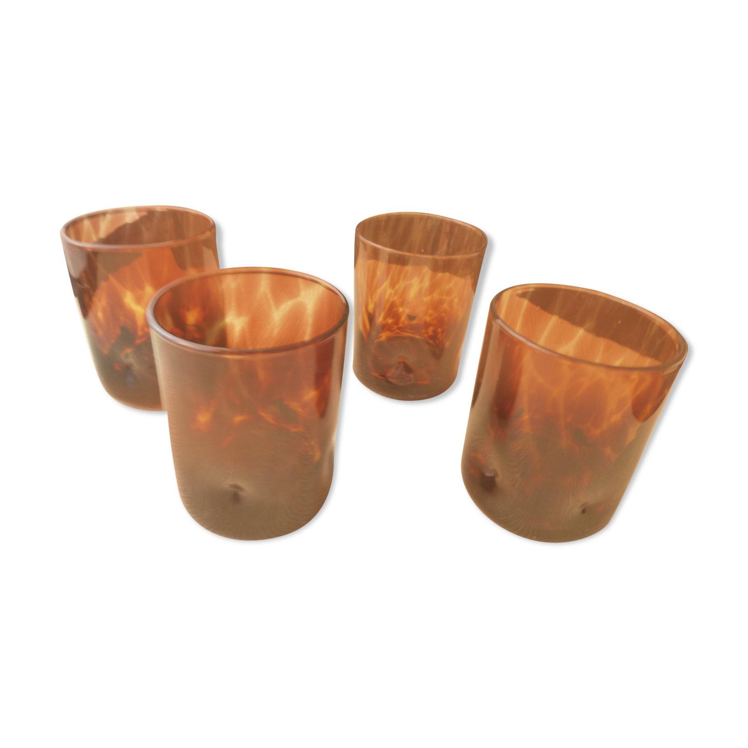 Set of 4 whiskey glasses in blown glass
