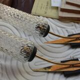 Pair of glass and metal sheaf-shaped wall lights circa 1960