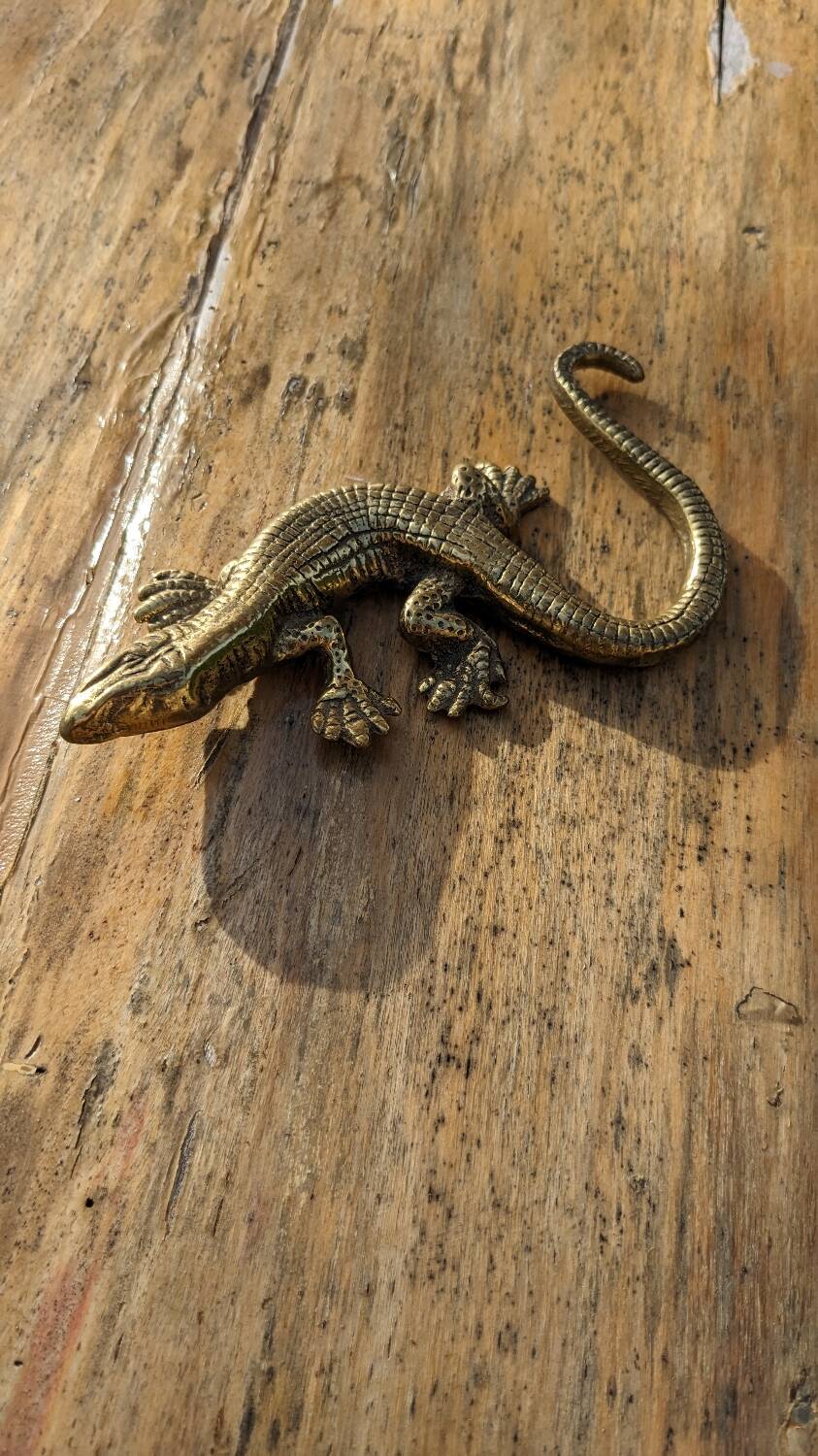 Gilt bronze lizard