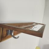 Walnut and metal wall coat rack, 1950s