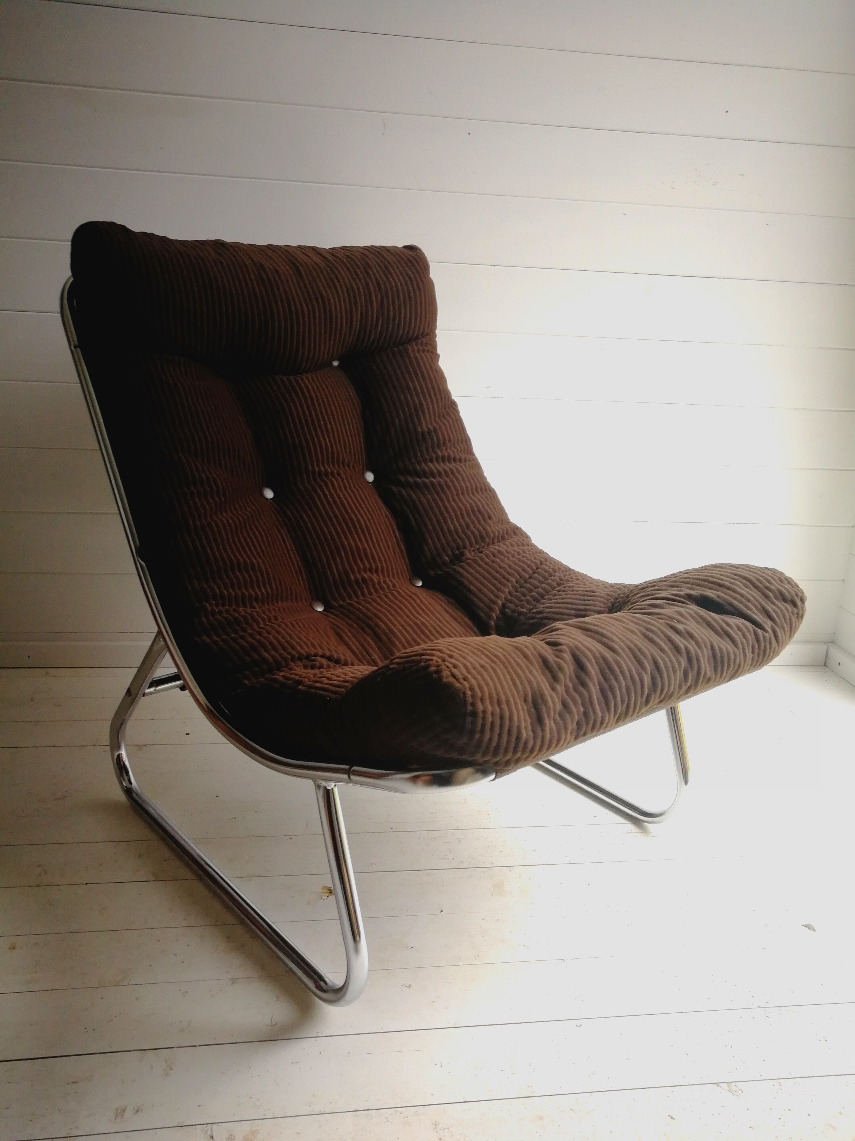 Retro Vintage Mid Century Peter Hoyte Chrome Sling Lounge Chair