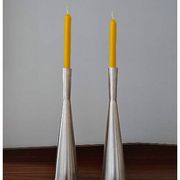 Pair of vintage brushed metal candlesticks
