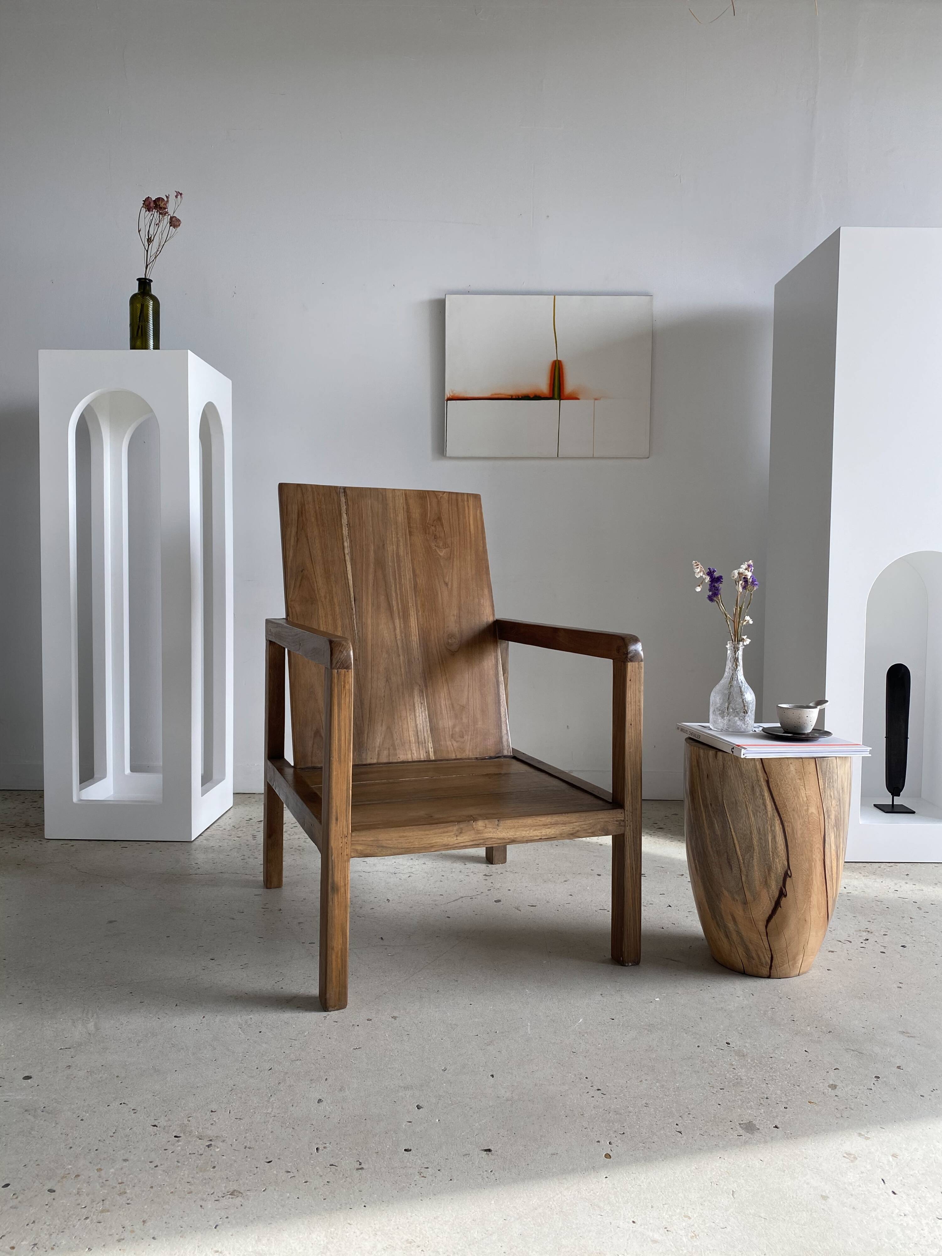 Armchair in natural wood (teak) minimalist design