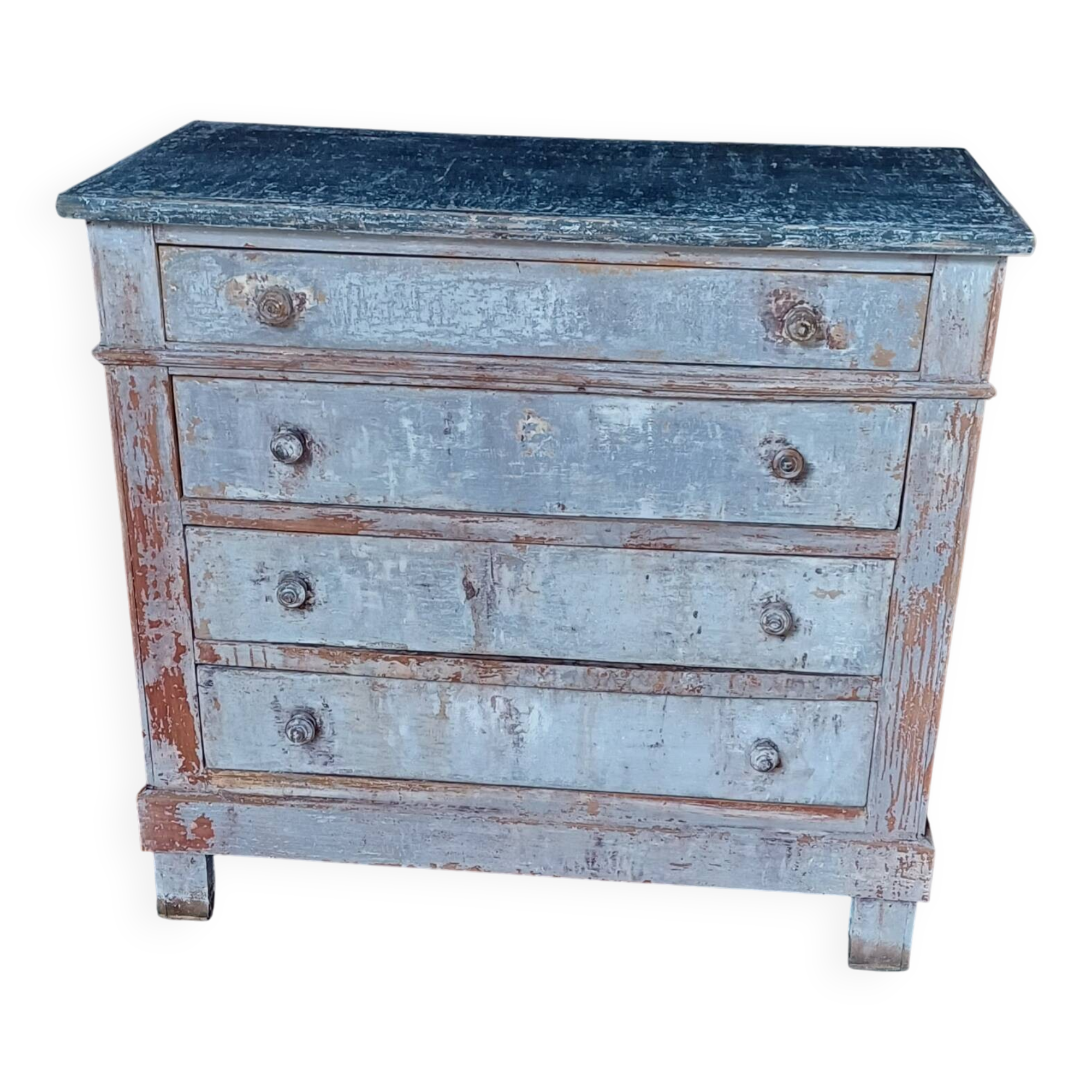 Antique piece of furniture with a grey patina.