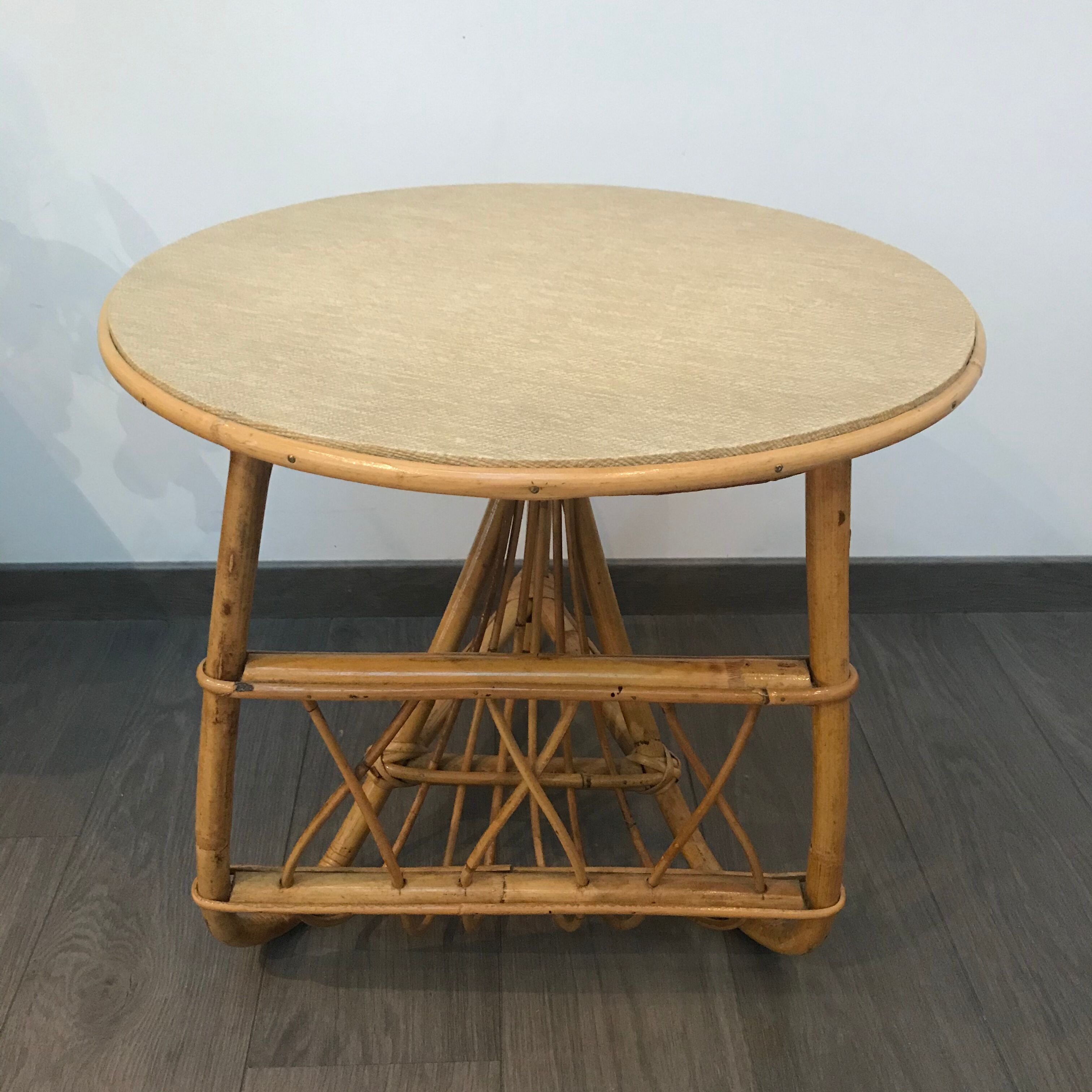 Table carries rattan magazines rack