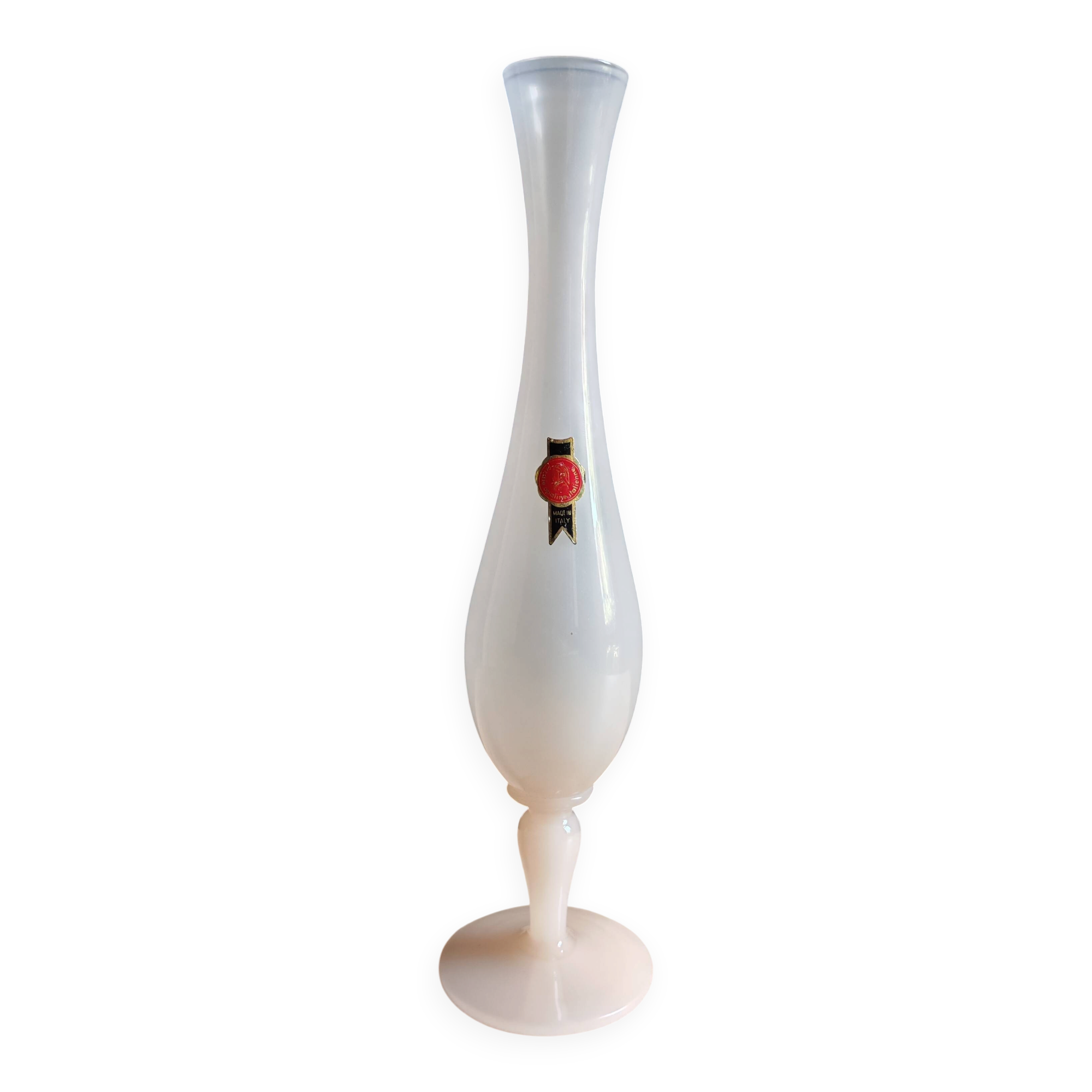 Vintage Italian White Nude Pink Opaline Soliflore Vase