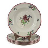 5 assiettes creuses en faïence de Gien modèle Lorraine