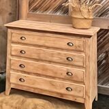 Commode ancienne vintage en chêne massif brut - pieds compas