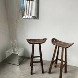 Pair of brutalist high stools