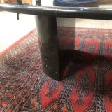 80s black marble oval coffee table