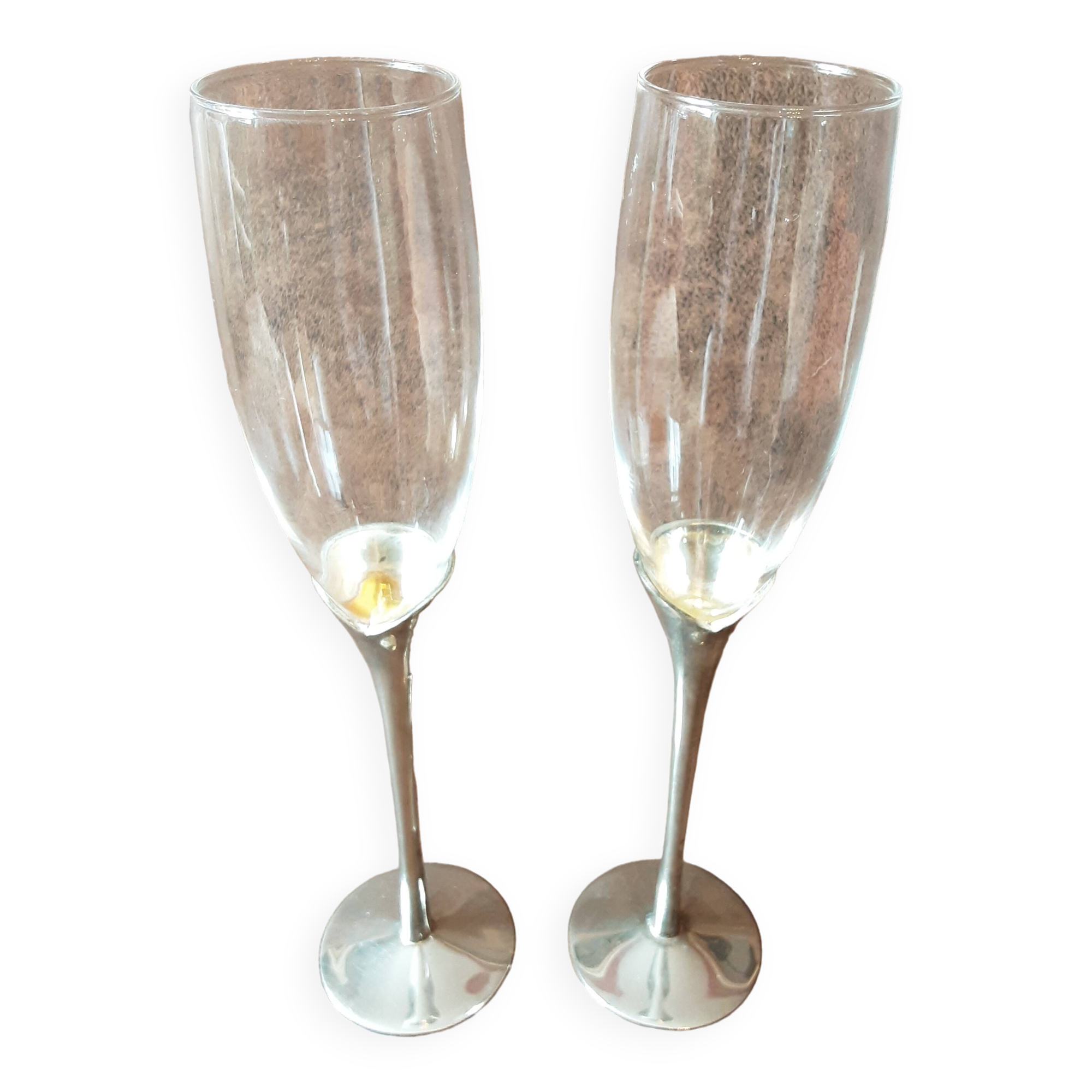 Set of 2 crystal champagne flutes