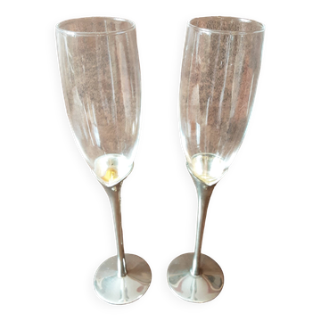 Set of 2 crystal champagne flutes