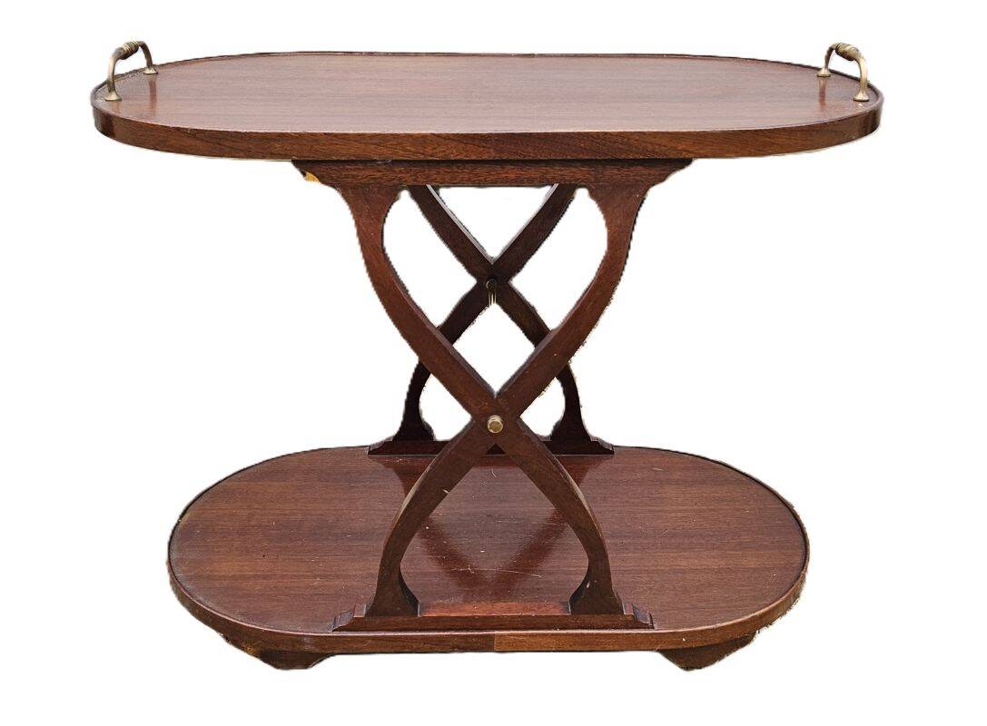 60s Mahogany Rolling Serving Trolley