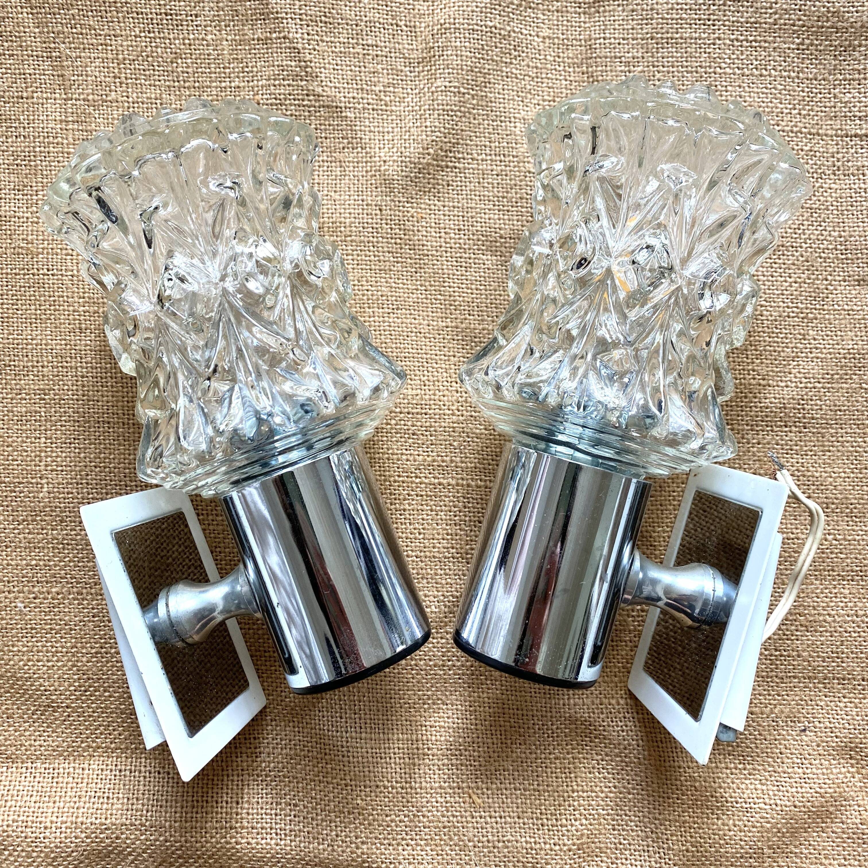Pair of vintage chrome wall lights, 70s, Raak