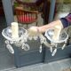 Two sconces 2 glass lights and crystal stamps