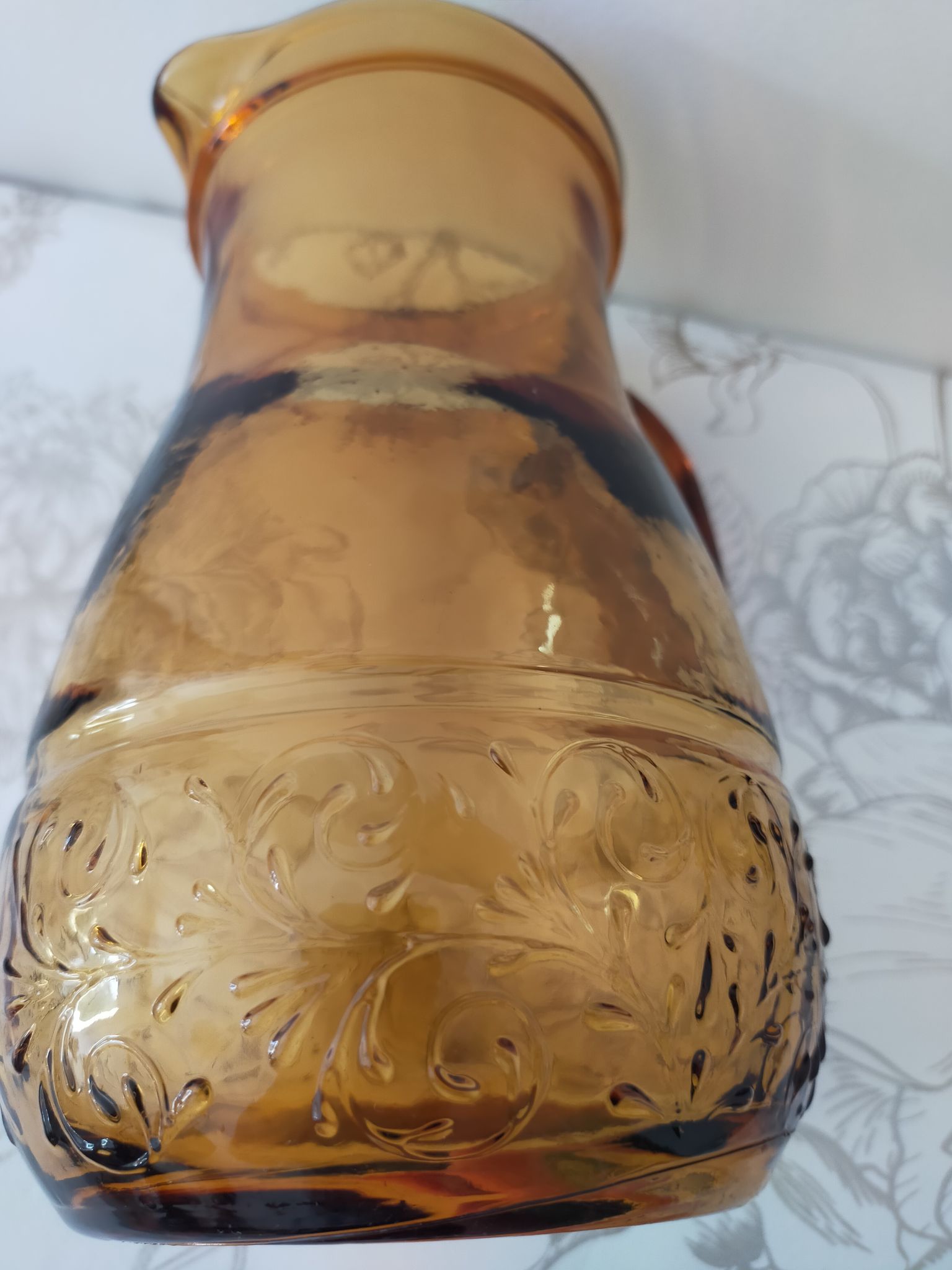 Vintage amber glass water jug made in Italy in the 60s/70s
