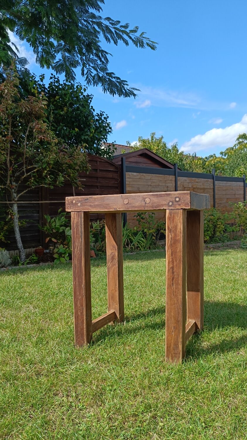 Small antique workbench in solid oak