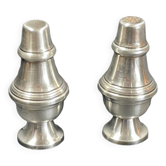 Pair of salt salt shakers pepper in silver metal