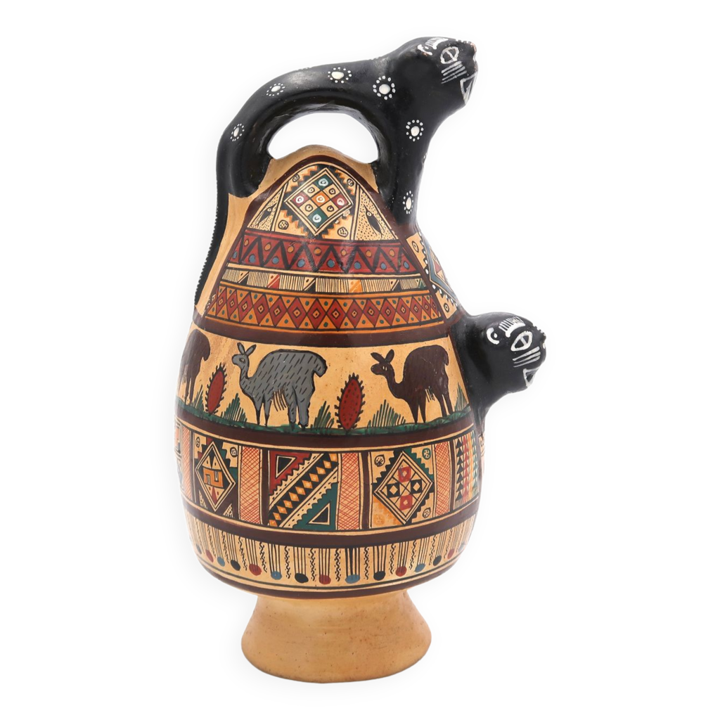 Peruvian artisanal pottery, feline handles, Cusco, Peru, 80s | Selency