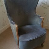 Pair of sculptural Bergère barrel armchairs