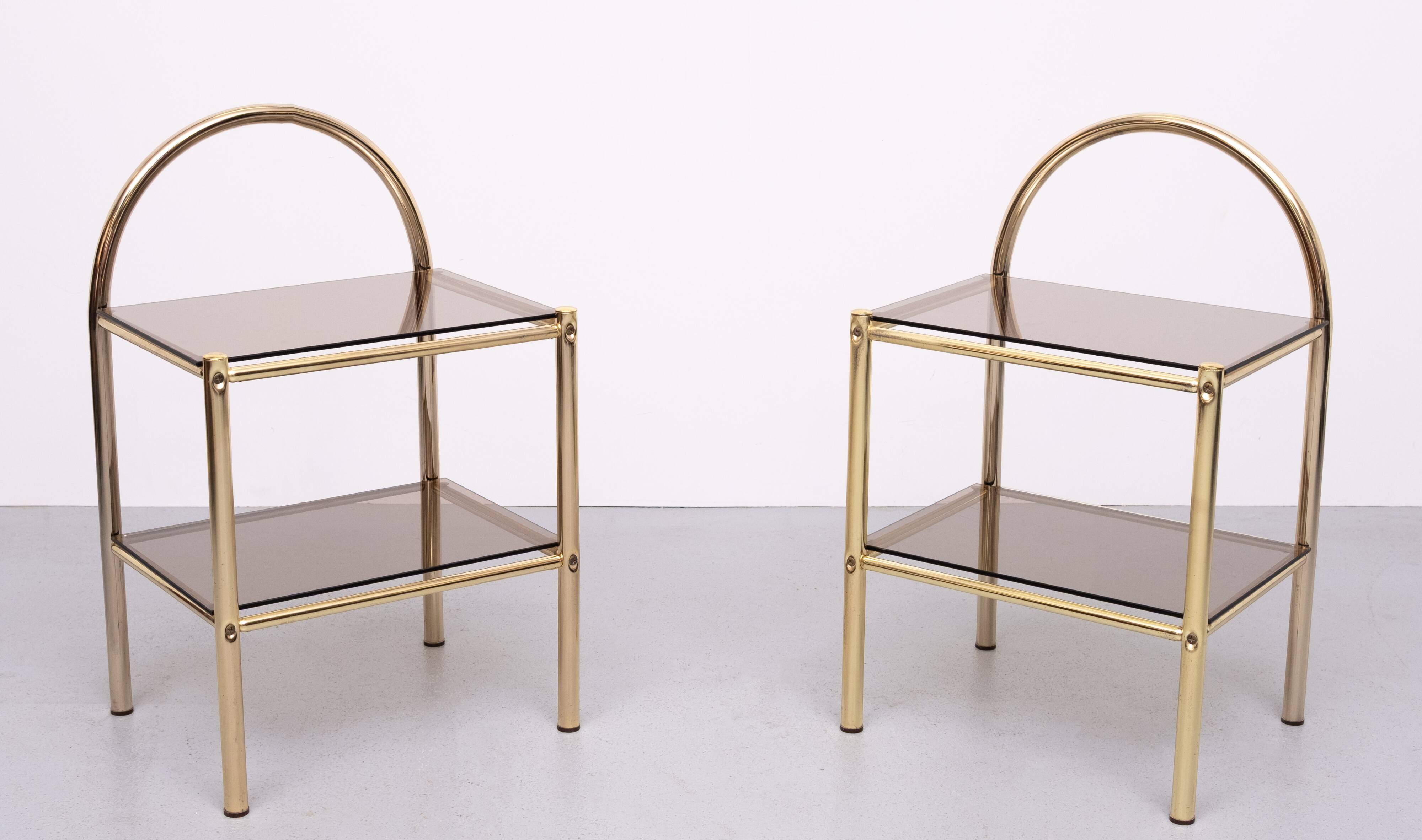 Pair brass bed side tables 1970s France