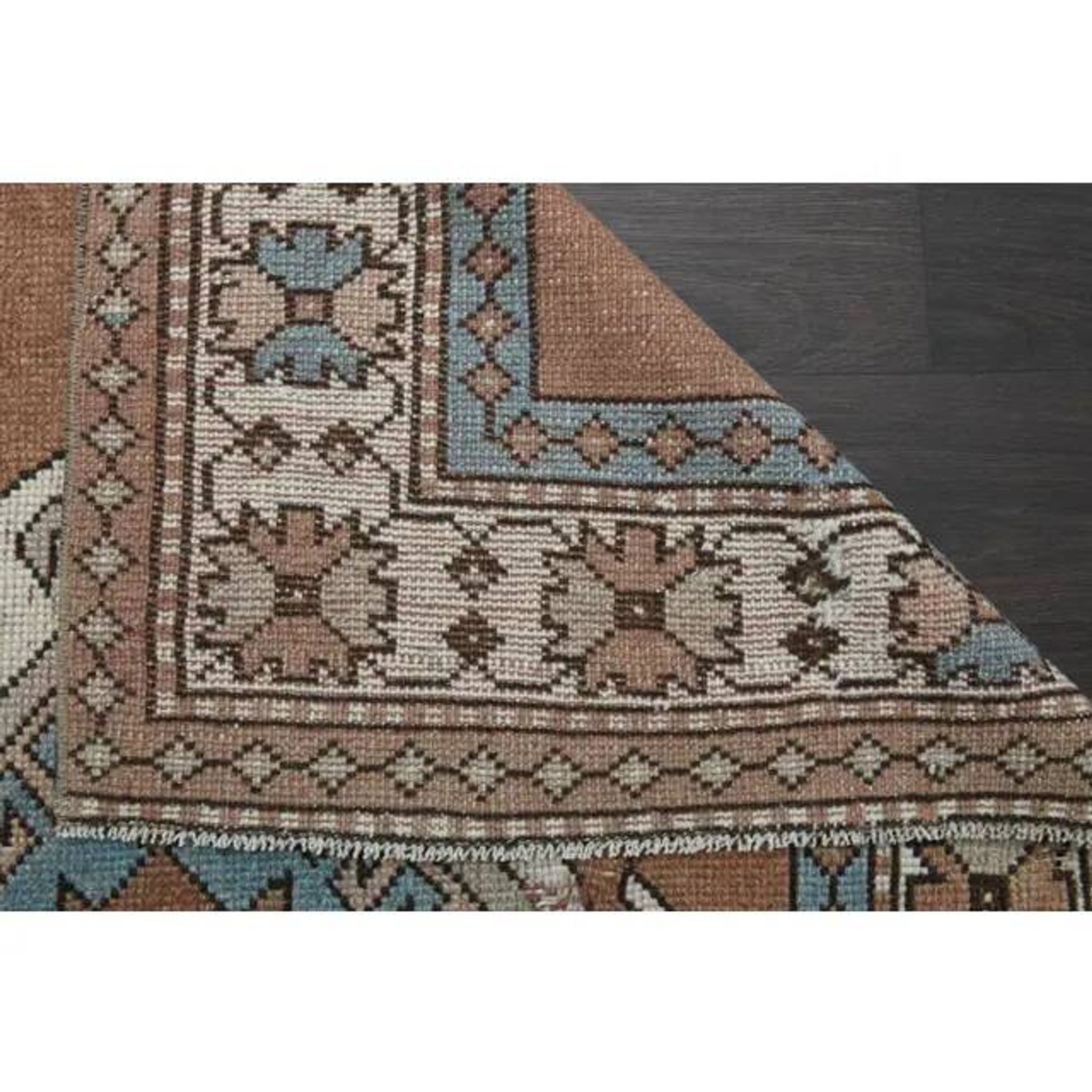 1970s Vintage Turkish Oushak Handmade Wool Cotton Brown Area Rug 160x254