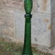 Large decorative vintage green glass carafe/bottle with relief – H57 cm