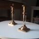 Pair of vintage candlesticks in solid brass and lucite
