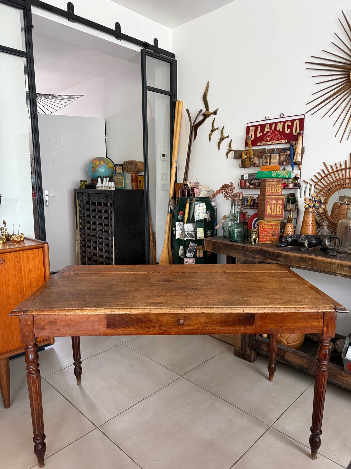 Old farmhouse table with turned legs