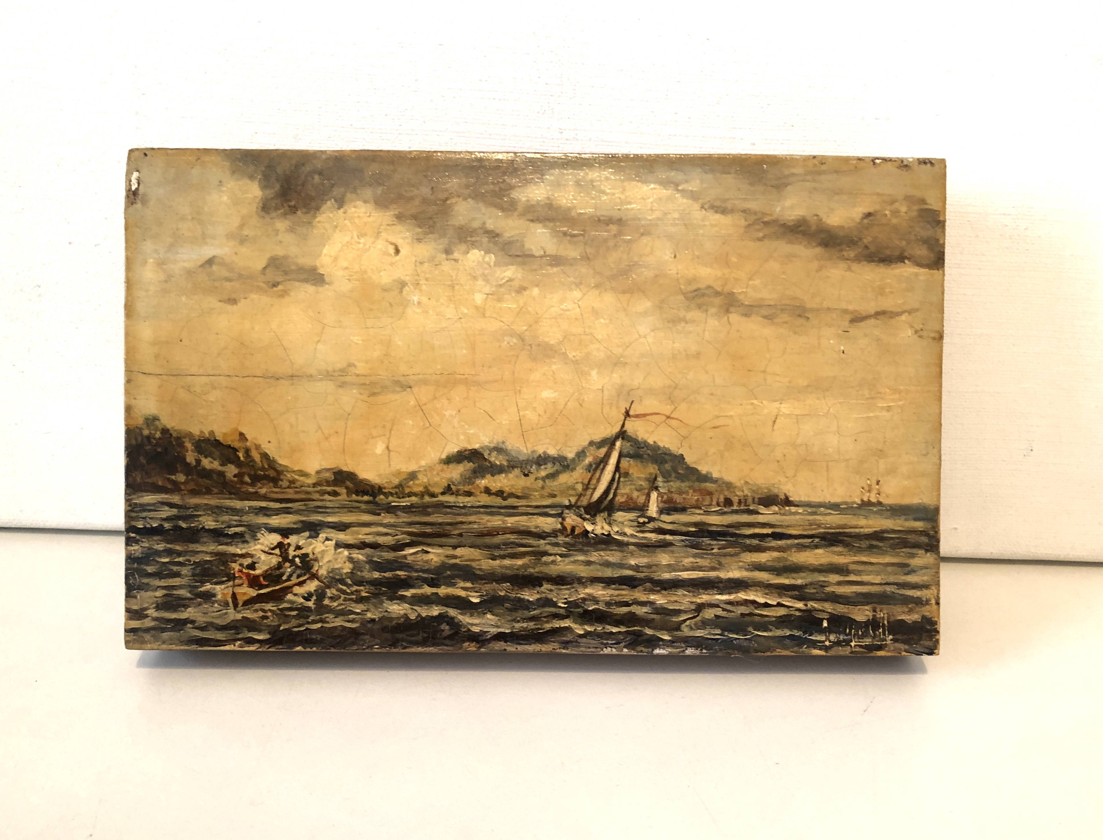Marine Painting Oil on Wood