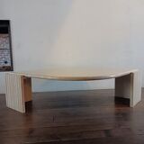 Large travertine coffee table drop shape