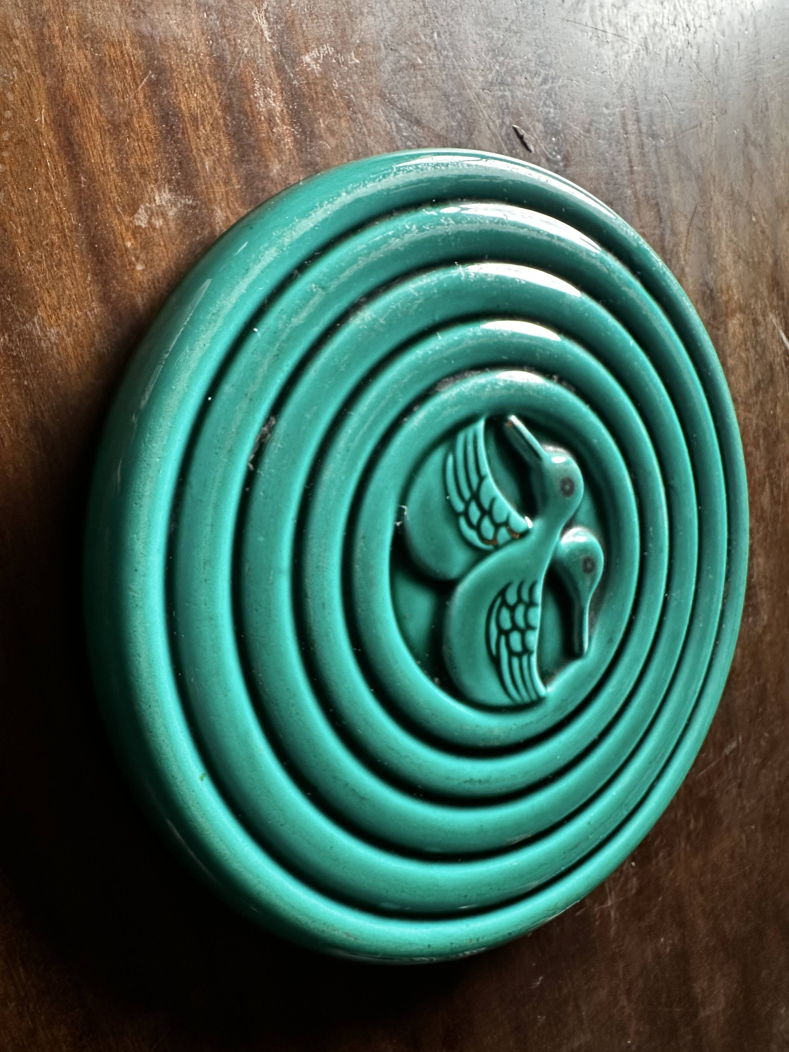 Art Deco trivet in green glazed earthenware - Saint Clément