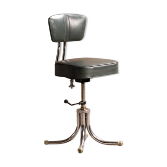 Industrial craft chair made of metal and imitation leather