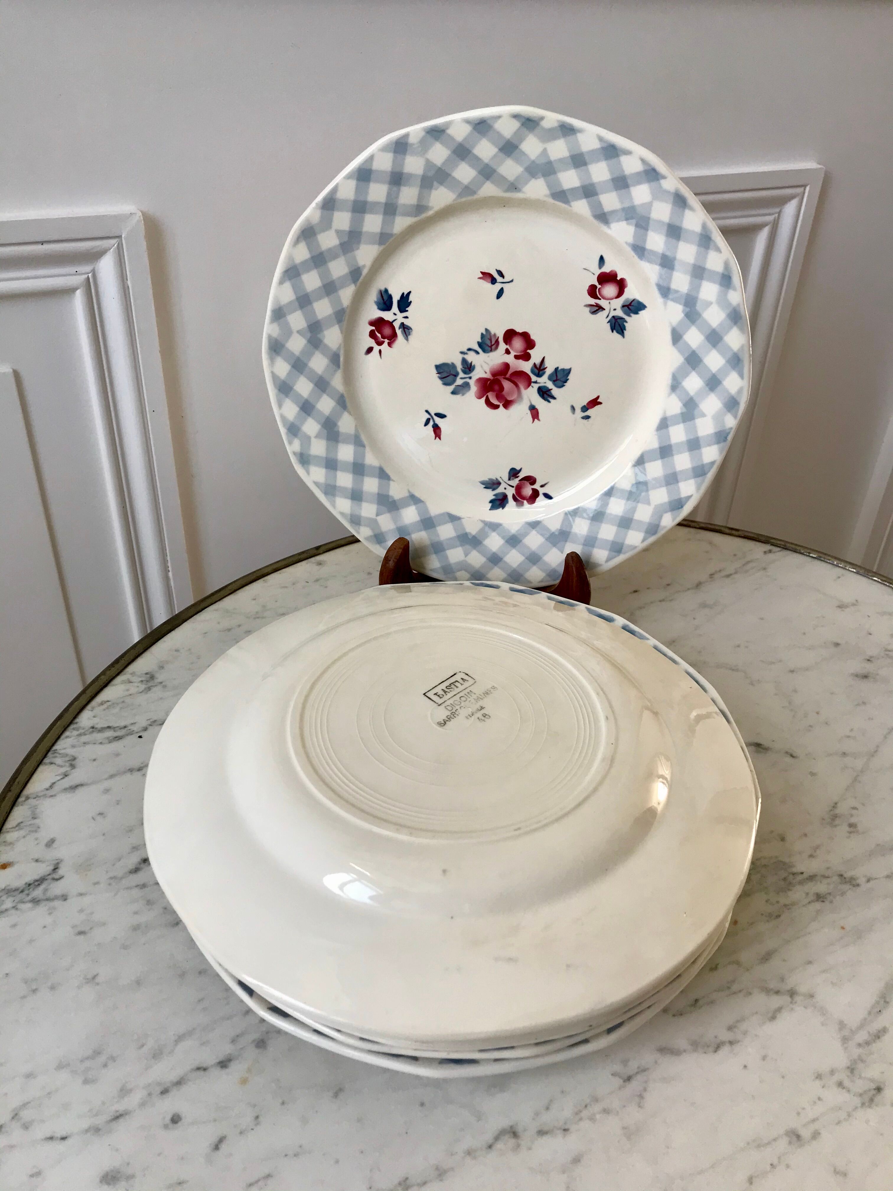 Set of 8 flat plates Digoin Sarreguemines 30s 40s