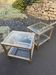 Pair of side tables Pierre Vandel Paris, gold metal and glass, year