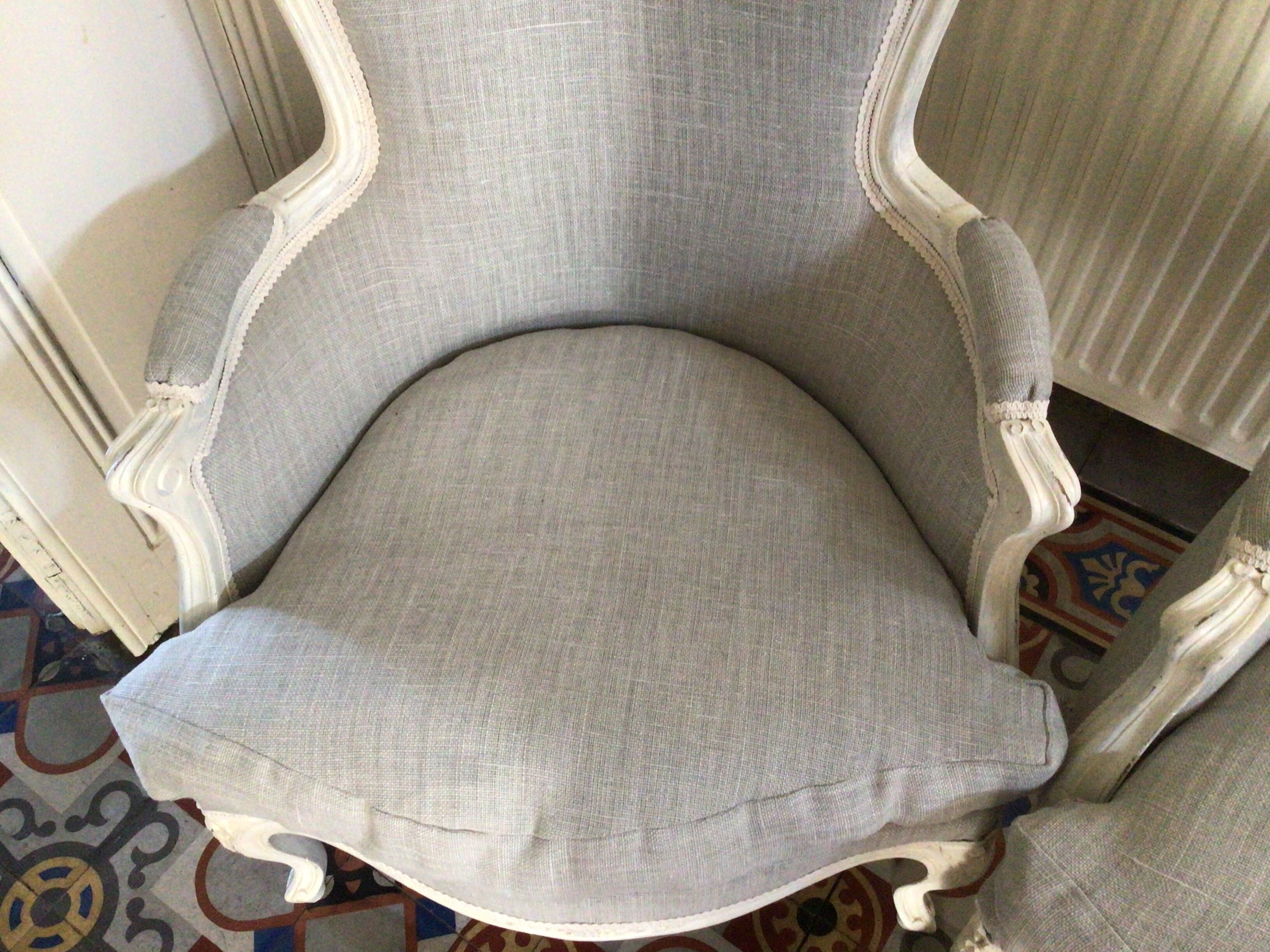 Pair of shepherdesses linen fabric