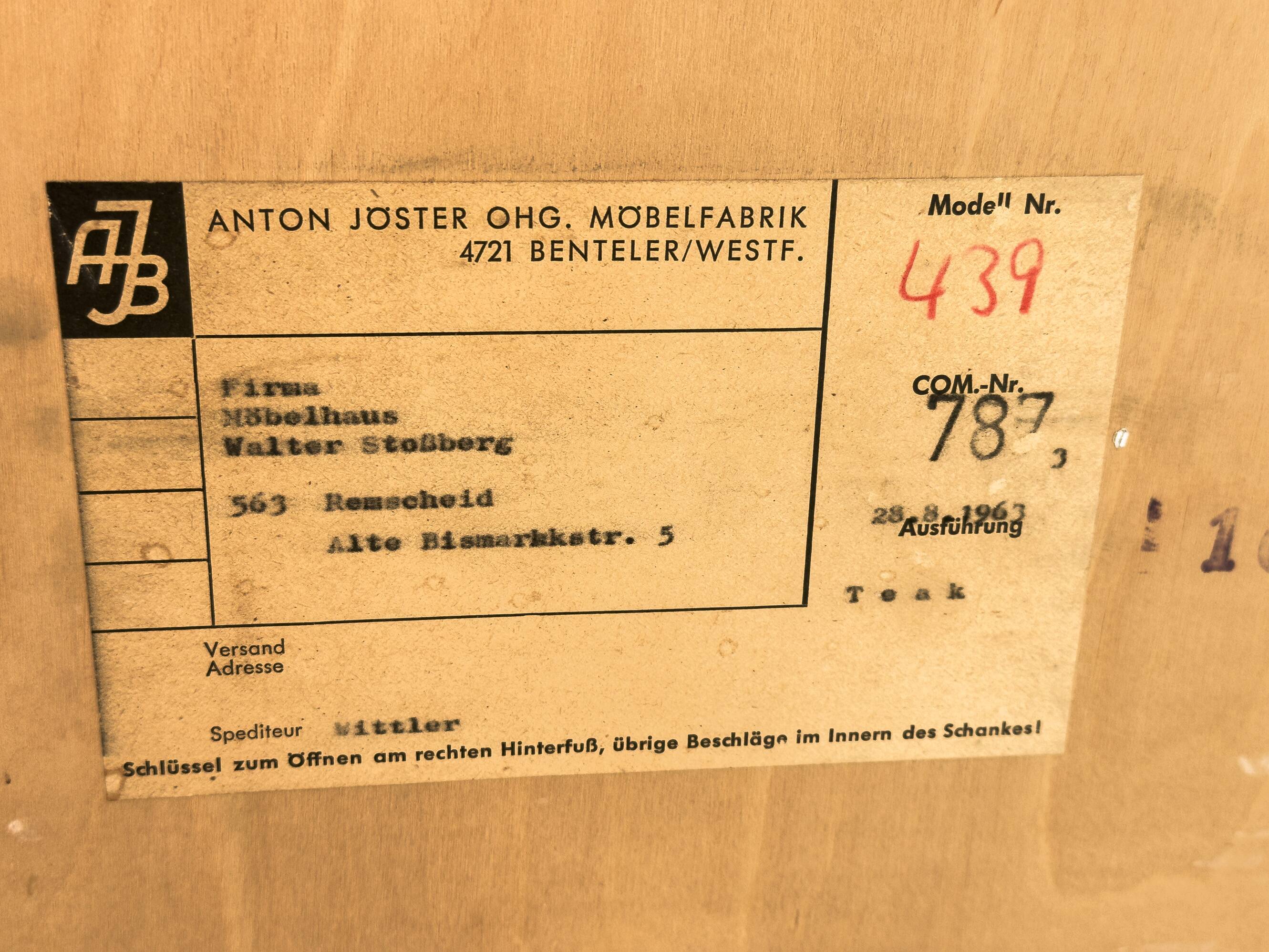 Mid-Century Teak Highboard Cabinet, 1963