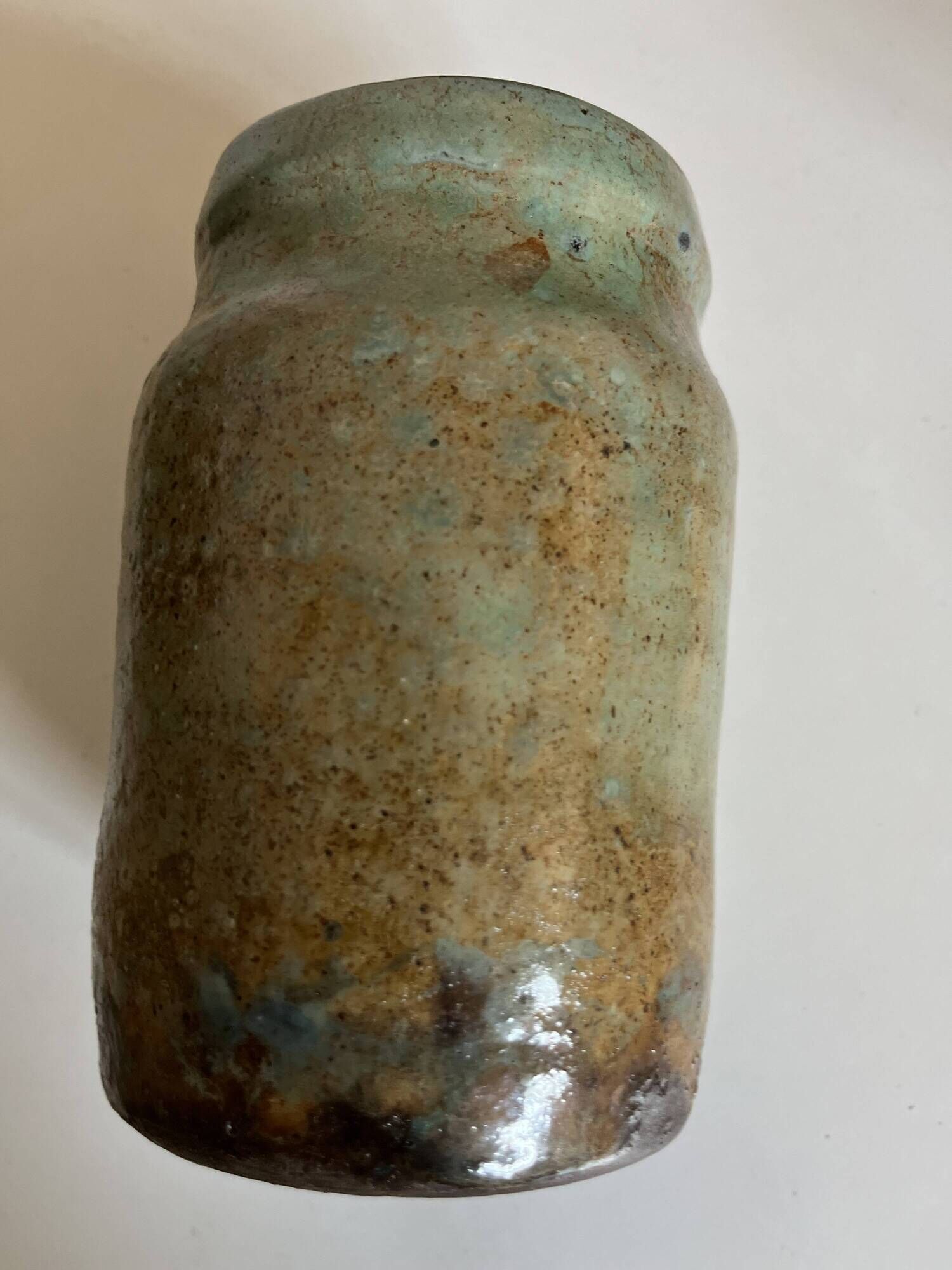 Turquoise and gilded earthenware potter's vase